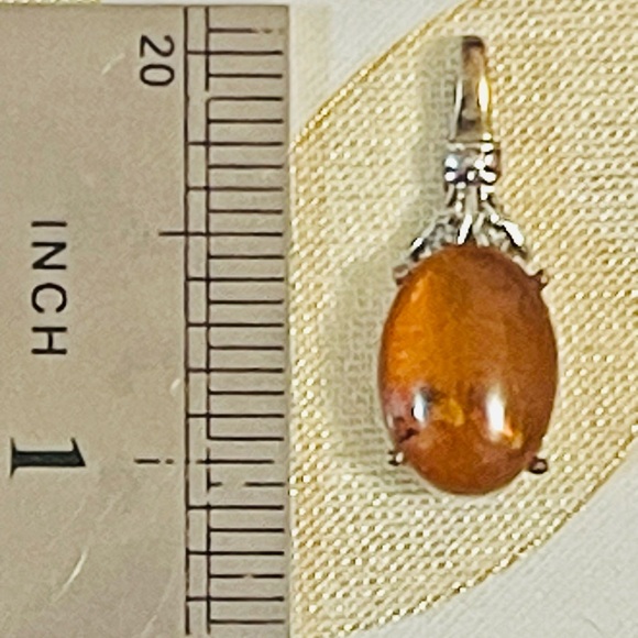 Honey BALTIC AMBER STERLING SILVER 925 Gold Plated Pendant - Picture 1 of 6